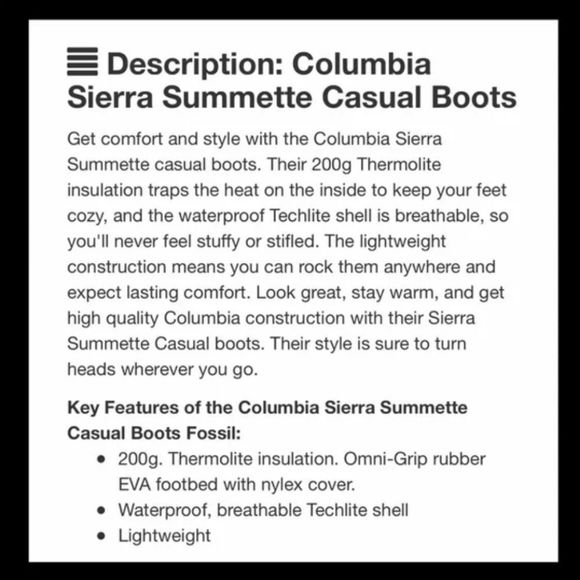 Columbia Sierra Summette Waterproof Leather Mid Calf Insulated Winter Boot Sz 8 - Picture 11 of 12